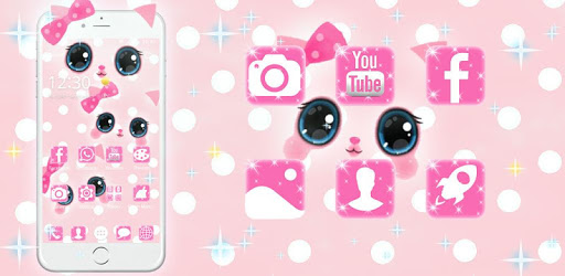 Cute Kawaii Pink Bow Cat Theme PC screenshot