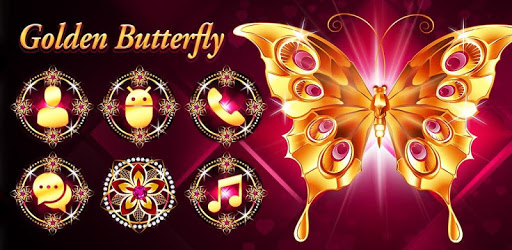 Golden Butterfly Dark Pink Gemstone Theme PC screenshot Golden Butterfly Dark Pink Gemstone Theme PC screenshot