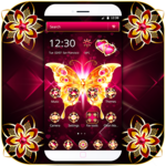 Golden Butterfly Dark Pink Gemstone Theme for PC Golden Butterfly Dark Pink Gemstone Theme for PC
