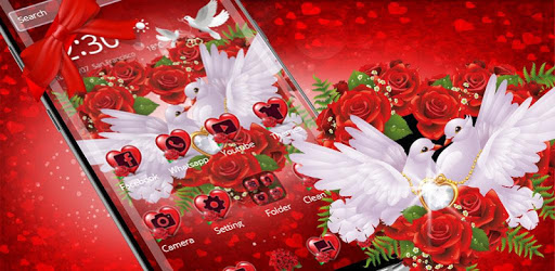 Red Rose Pigeon Heart Theme PC screenshot
