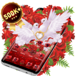 Red Rose Pigeon Heart Theme for PC