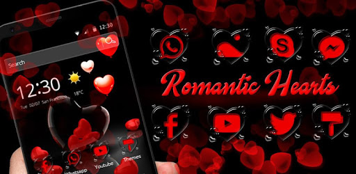 Romantic Red Love Heart Theme PC screenshot