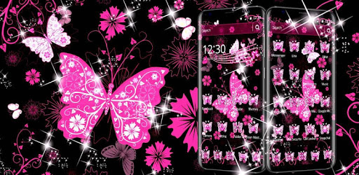 Pink Black Butterfly Theme PC screenshot