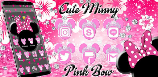 Pink Black Minny Bow Theme PC screenshot