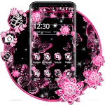 Pink Black Flowers Theme icon