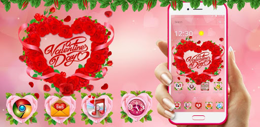 Valentine Love Rose Heart Theme PC screenshot