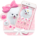 Pink Cute Puppy Dog Pet Bowknot Theme for PC