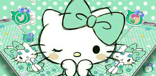 Mint Green Kitty Bowknot Theme PC screenshot
