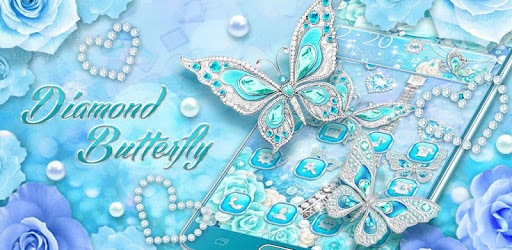 Turquoise Diamond Butterfly Theme PC screenshot