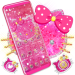 Lovely Pink Kitty Diamond Glitter Bowknot Theme icon