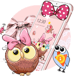 Cute Cartoon Owl Bowknot Theme icon