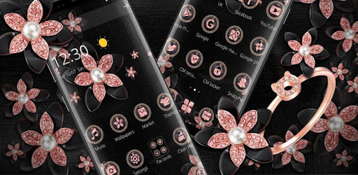 Pink Gold Flower Black Luxury Theme PC screenshot