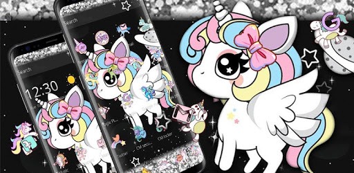 Glitter Galaxy Cute Rainbow Unicorn Theme PC screenshot