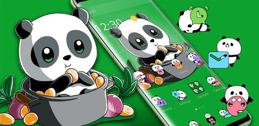 Cute Anime Green Panda Theme PC screenshot