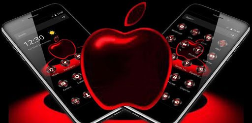Red Neon Apple Dark Theme PC screenshot