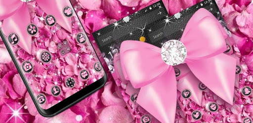 Pink Glitter Diamond Bowknot Theme PC screenshot