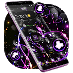 Violet Neon Black Flower Theme for PC