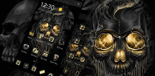 Gold Black Horrific Skull Theme PC screenshot