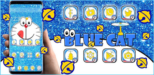 Kawaii Blue Cat Diamond Theme PC screenshot
