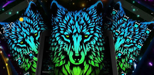Blue Dark Wild Wolf Theme PC screenshot