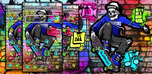 Skateboard Skull Graffiti Theme PC screenshot
