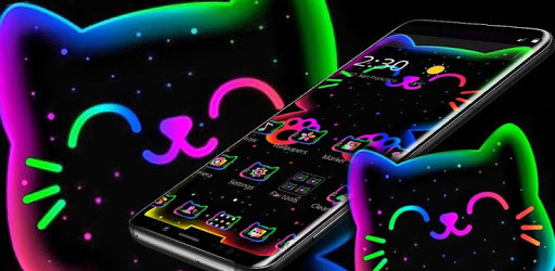 Colorful Neon Black Cat Theme PC screenshot