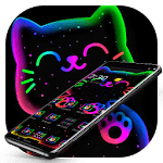 Colorful Neon Black Cat Theme for PC