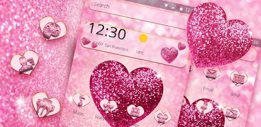 Pink Glitter Love Heart Theme PC screenshot