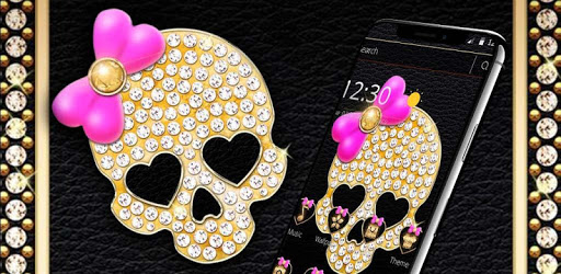 Gold Diamond Skull Pink Bowknot Theme PC screenshot