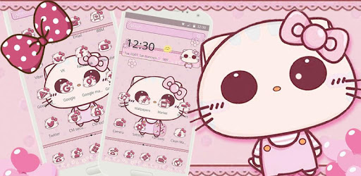 Pink Cute Kitty Bowknot Theme PC screenshot