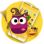 Cute Purple Owl Yellow Wallpaper Theme icon