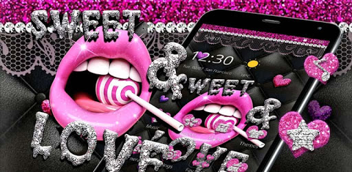 Glitter Pink Lips Sweet Love Theme PC screenshot