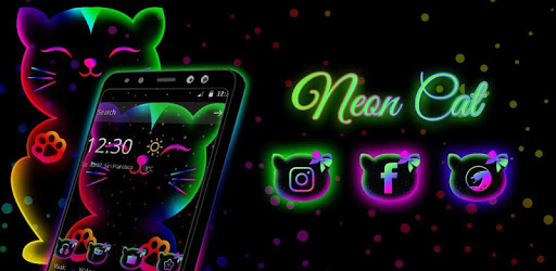 Neon Kitty Glow Launcher Theme PC screenshot
