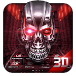 Neon Tech Skull 3D Theme icon