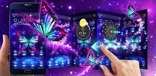 3D Purple Butterfly Theme PC screenshot
