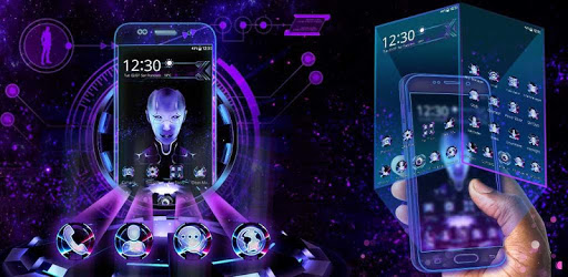 Neon Robotic girl 3D Theme PC screenshot