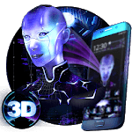 Neon Robotic girl 3D Theme for PC