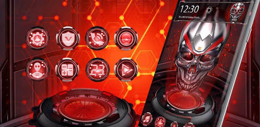 Neon 3D tech blood skull theme PC screenshot Neon 3D tech blood skull theme PC screenshot