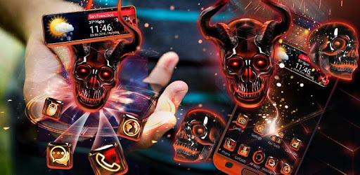 3D Evil Black Crystal Skull Theme PC screenshot