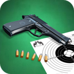 Pistol shooting at the target.  Weapon simulator. icon