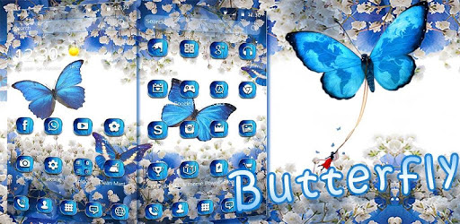 Blue Butterfly Dream Theme Wallpaper PC screenshot