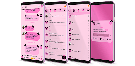 SMS Theme Ribbon Black: pink text messages chat PC screenshot SMS Theme Ribbon Black: pink text messages chat PC screenshot