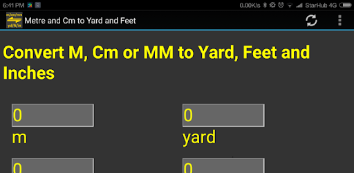 m, cm, mm to yard, feet, inch converter tool PC screenshot