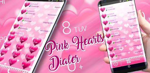 Pink Hearts Dialer Theme PC screenshot