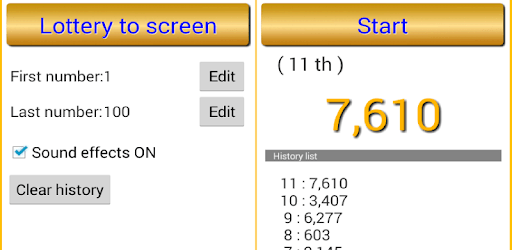 Lottery numbers PC screenshot