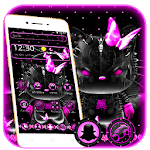 Dark Purple Neon Kitty Theme for PC