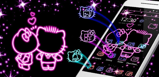 Neon Love Kitty Theme PC screenshot