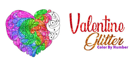 Valentine Love Glitter Color by Number Book Pages PC screenshot