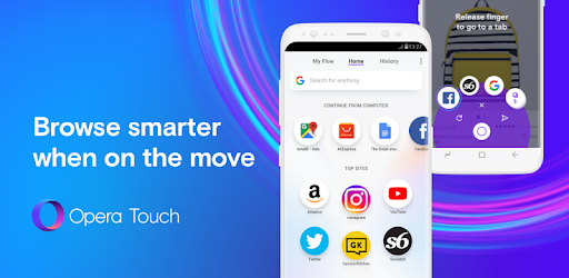 Opera Touch: the fast, new web browser PC screenshot
