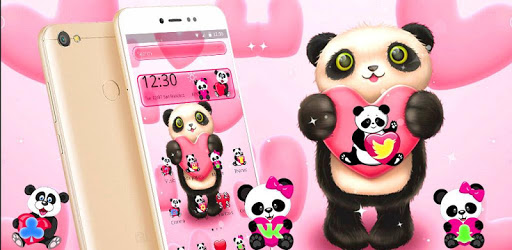 Pink Lovely Panda Love Theme PC screenshot